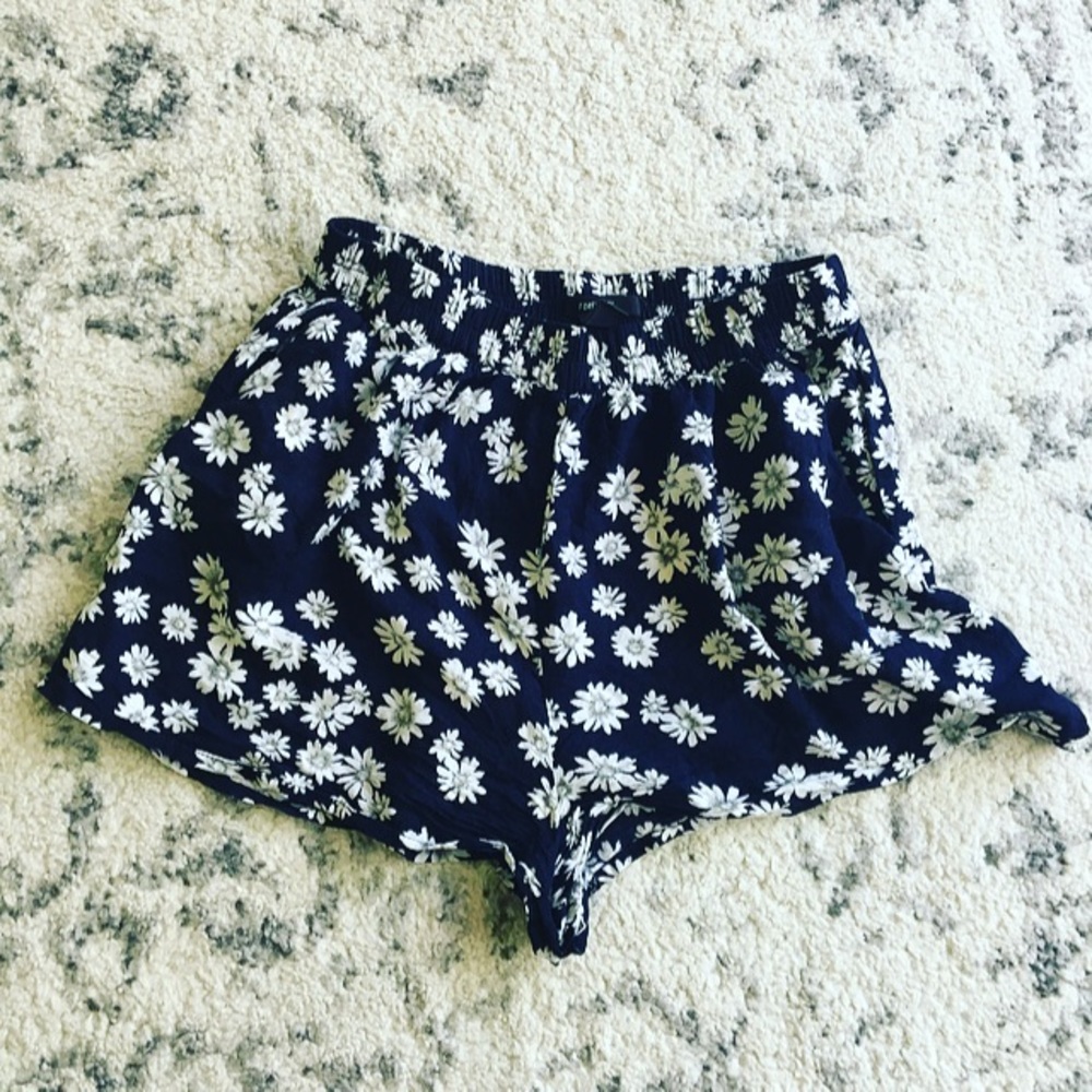 Forever 21 navy shorts with with white flowers